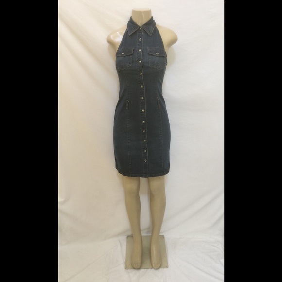 Moda International Dresses & Skirts - Moda International Size 0 Blue Denim Halter Dress